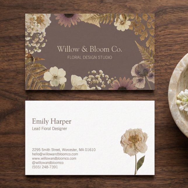 Tarjeta De Visita Elegant Rustic Boho Botanical Wildflower Floral (Elegant Rustic Boho Botanical Wildflower Floral Business Card)