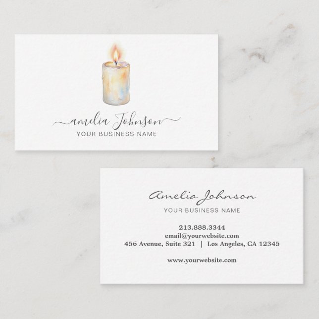 Tarjeta De Visita Elegant Script Handmade Candle Logo Artisan Small  (Anverso / Reverso)