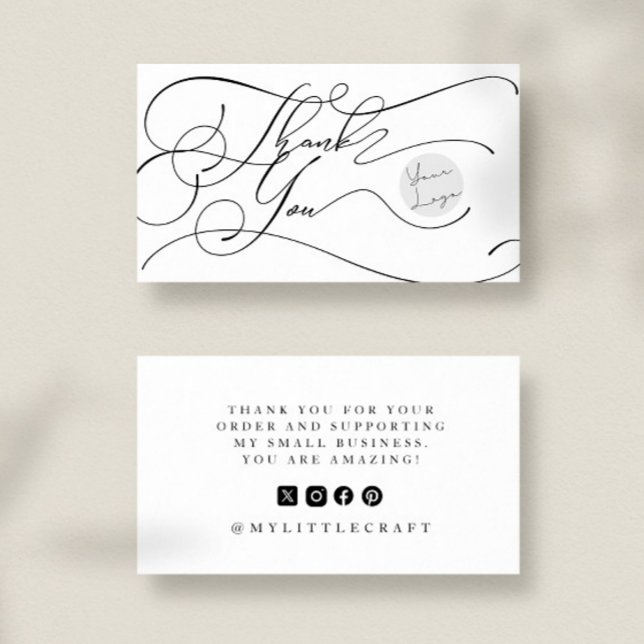 Tarjeta De Visita Elegant Script Logo Thank You Small Branding (Subido por el creador)