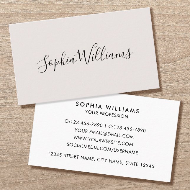 Tarjeta De Visita Elegant Script Modern Minimalist Off-White (Subido por el creador)