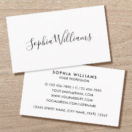 Tarjeta De Visita Elegant Script Modern Minimalist White