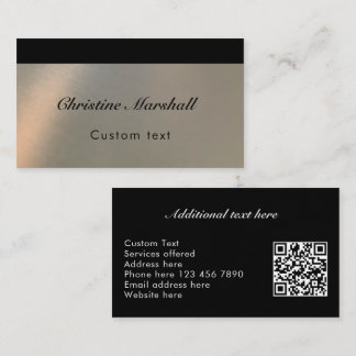 Tarjeta De Visita Elegant Simple Modern Faux Brushed Metal QR Code