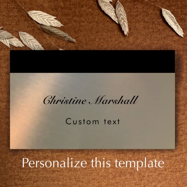 Tarjeta De Visita Elegant Simple Modern Faux Brushed Metal QR Code (Personalize this elegant faux brushed metal professional business card. Modern stylish custom text.
)