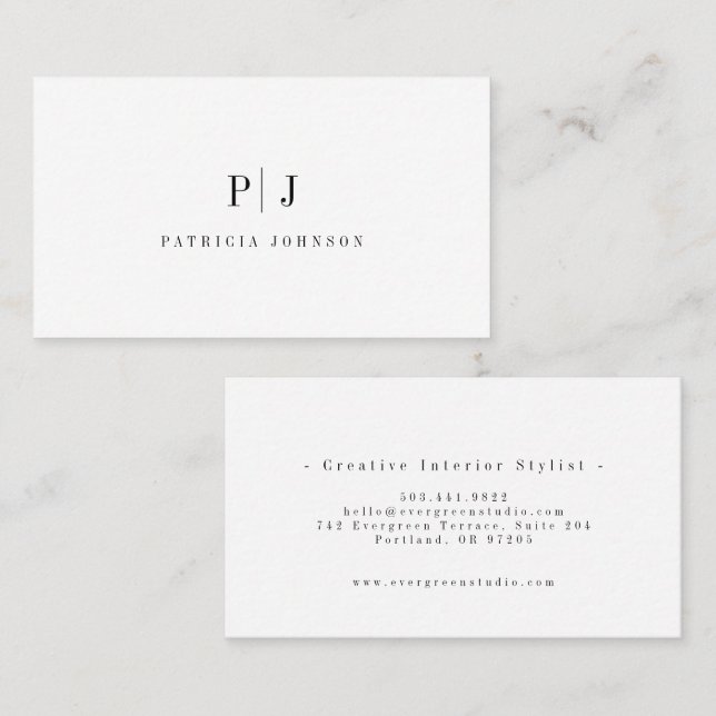 Tarjeta De Visita Elegant Simple Monogram Professional  Minimalist (Anverso / Reverso)