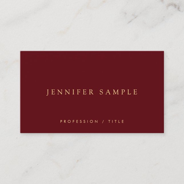 Tarjeta De Visita Elegant Simple Template Luxury Deep Burgundy Red (Anverso)