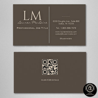 Tarjeta De Visita Elegant Taupe QR Code