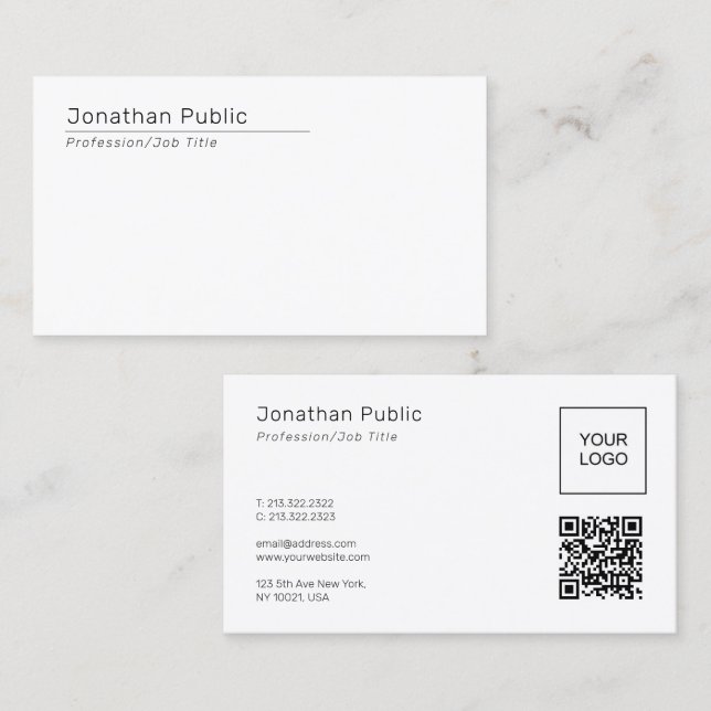 Tarjeta De Visita Elegant Template QR Code Upload Company Logo to (Anverso / Reverso)