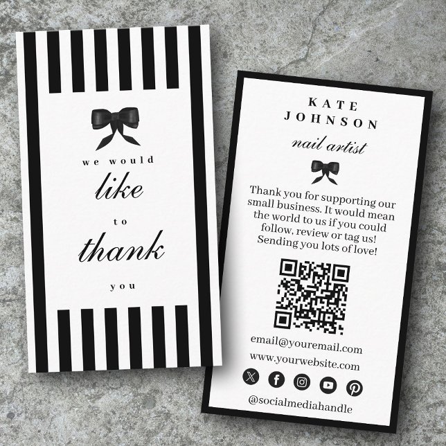 Tarjeta De Visita Elegant Thank You Support Small Business  (Elegant Thank You Support Small Business Business Card)