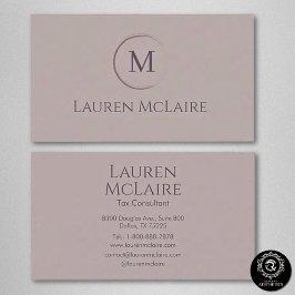 Tarjeta De Visita Elegant True Taupe Circle Monogram