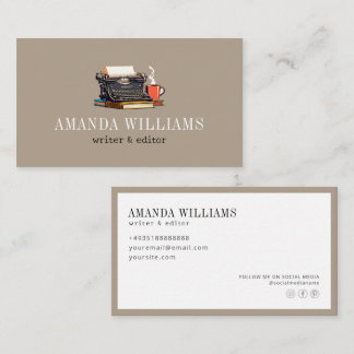 Tarjeta De Visita Elegant Typewriter Professional Sand Business Card