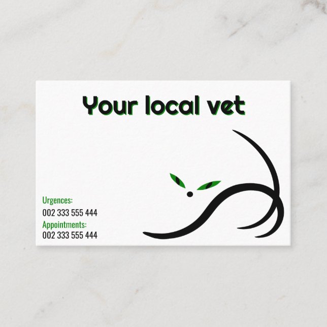 Tarjeta De Visita Elegant vet minimalist black cat (Anverso)