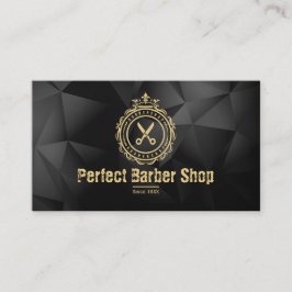 Tarjeta De Visita Elegant Vintage Logo Barber Shop Gold Scissors 