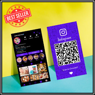 Tarjeta De Visita Elegant Violet Chef & Bakery Instagram QR
