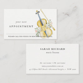 Tarjeta De Visita Elegant Violin Musician Music Teacher Appointment