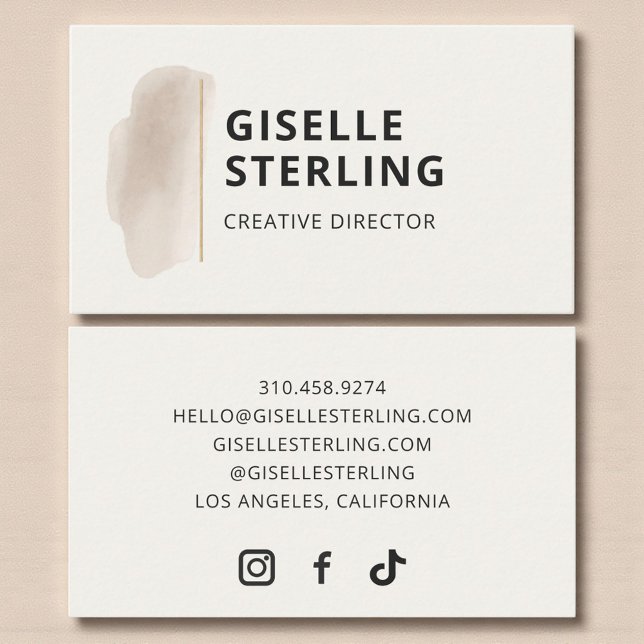 Tarjeta De Visita Elegant Watercolor Brushstroke Minimalist  (Subido por el creador)