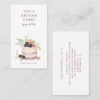 Tarjeta De Visita Elegant Watercolor Cake Bakery Pastry Chef