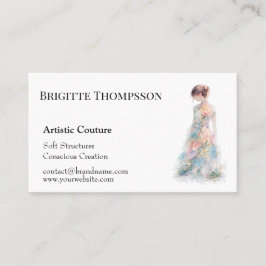 Tarjeta De Visita Elegant Watercolor Couture Bridal Fashion Designer