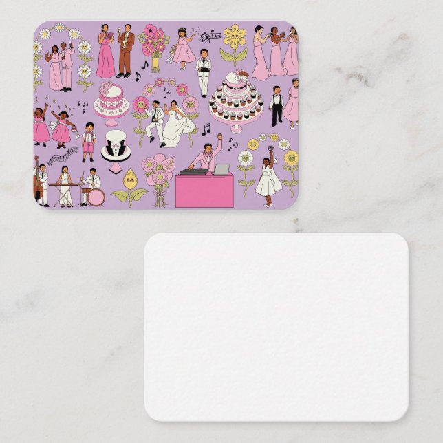 Tarjeta De Visita Elegant Wedding Illustration Business Card – Pink  (Anverso / Reverso)