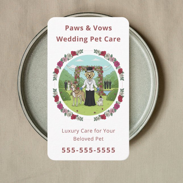 Tarjeta De Visita Elegant Wedding Pet Sitter Wedding Pet Attendant (Subido por el creador)