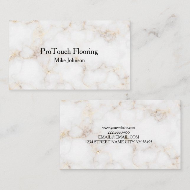Tarjeta De Visita Elegant White and Gold Marble Professional (Anverso / Reverso)
