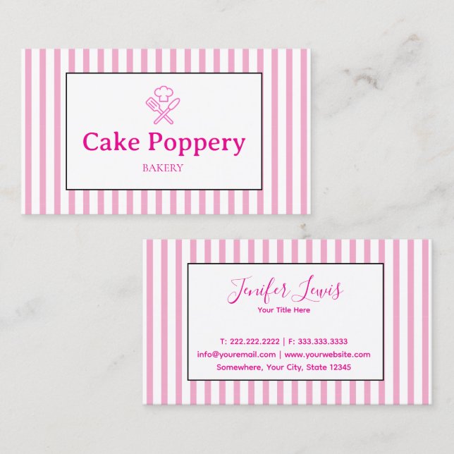 Tarjeta De Visita Elegante a rayas (Anverso / Reverso)