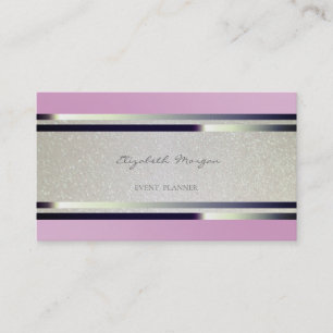 Tarjeta De Visita Elegante a rayas modernas, Purpurina