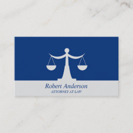 Tarjeta De Visita Elegante abogado en escalas de justicia azul