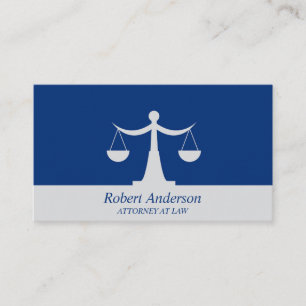 Tarjeta De Visita Elegante abogado en Escalas de Justicia Azul