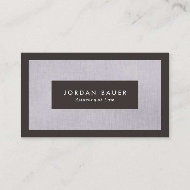 Tarjeta De Visita Elegante abogado Gray Linen Profesional (Anverso)