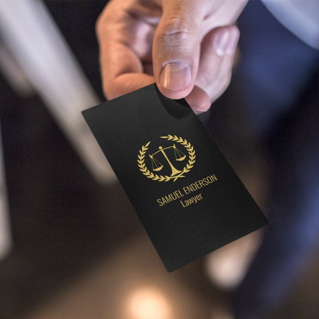 Tarjeta De Visita Elegante abogado negro y dorado (Subido por el creador)