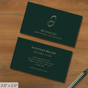 Tarjeta De Visita Elegante abogado profesional de oro verde