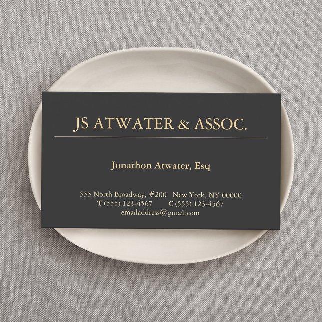 Tarjeta De Visita Elegante abogado profesional negro (Subido por el creador)