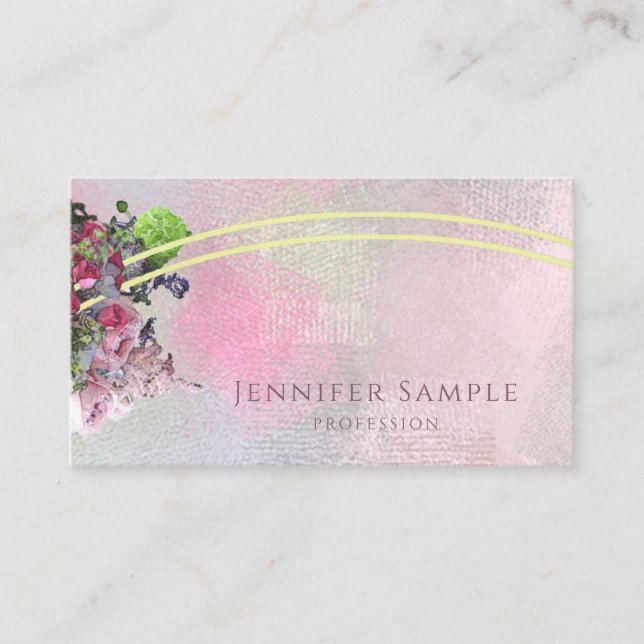 Tarjeta De Visita Elegante Abstract Watercolor Flowers Profesional (Anverso)