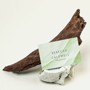 Tarjeta De Visita Elegante Abstracto Verde Wave Watercolor