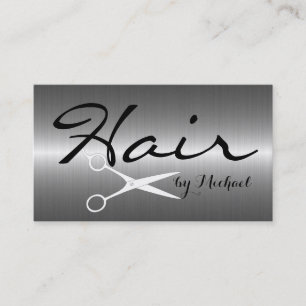 Tarjeta De Visita Elegante Acero inoxidable Hair Stylist Silver
