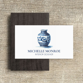 Tarjeta De Visita Elegante acuarela Azul Ginger Jar diseño interior