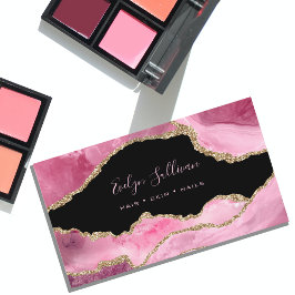 Tarjeta De Visita elegante acuarela de aguijón rosa sobre negro