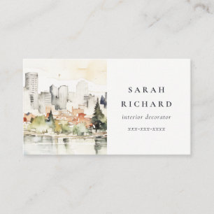Tarjeta De Visita Elegante acuarela de la ciudad de Portland