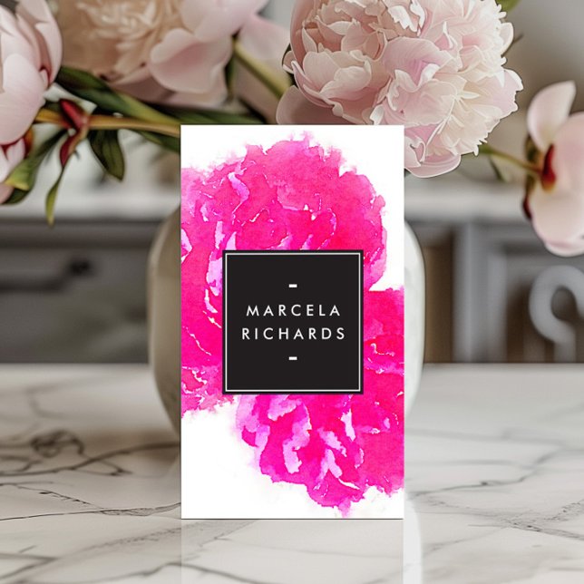 Tarjeta De Visita Elegante acuarela de tonos rosados (Subido por el creador)