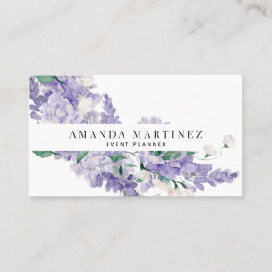 Tarjeta De Visita Elegante Acuarela de Wisteria para Redes Sociales