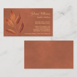 Tarjeta De Visita Elegante acuarela deja a terracota y Naranja de óx