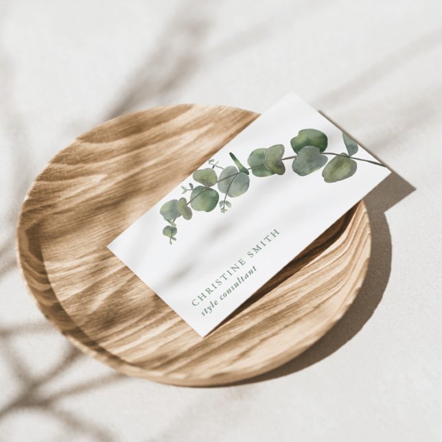 Tarjeta De Visita Elegante acuarela Eucalipto Sencillo Vegetación (Subido por el creador)