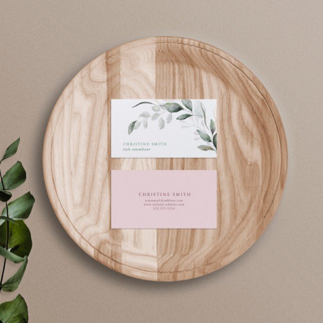 Tarjeta De Visita Elegante acuarela Eucalipto Sencillo Vegetación (Subido por el creador)