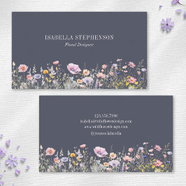 Tarjeta De Visita Elegante acuarela Flor silvestre diseño floral
