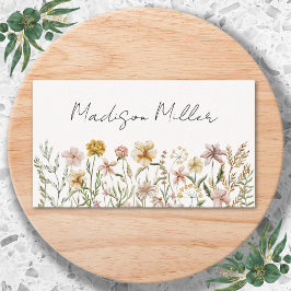 Tarjeta De Visita Elegante acuarela Flor silvestre pradera floral