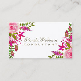 Tarjeta De Visita Elegante acuarela floral