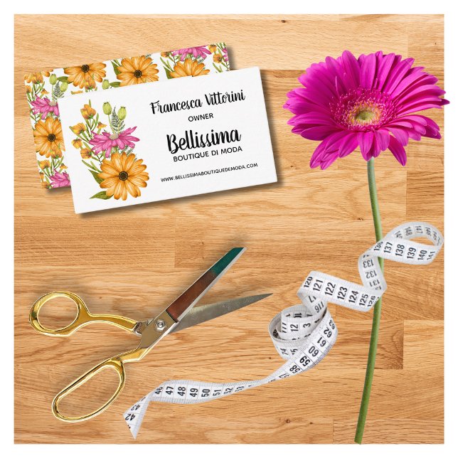 Tarjeta De Visita Elegante acuarela Floral Amarillo rosa (Subido por el creador)