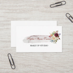 Tarjeta De Visita Elegante acuarela Floral Borgoña Profesional