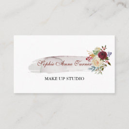 Tarjeta De Visita Elegante acuarela Floral Borgoña Profesional