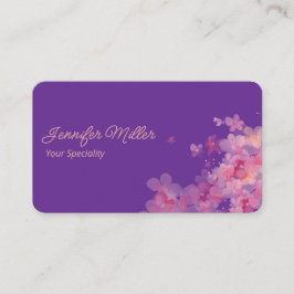 Tarjeta De Visita Elegante acuarela floral de color pastel violeta